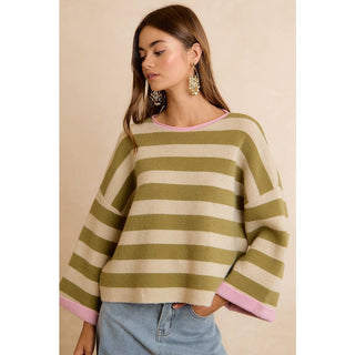 Striped Reversible Rolled Sleeve Sweater