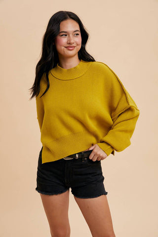 KNITTED MOCKNECK PULLOVER SWEATER