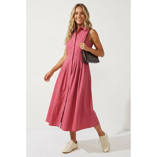 Sleeveless Midi Shirt Dress