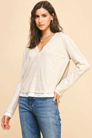 Darby Combo V-Neck Top