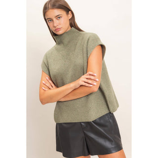 Sleeveless High Neck Sweater