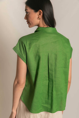 Linen Relaxed Short Sleeve Button Up Shirt