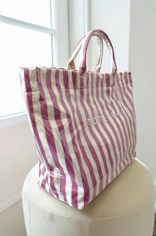 Pink and Beige Striped TOTE BAG