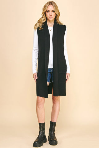 Sleeveless Open Knitted Cardigan