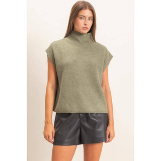 Sleeveless High Neck Sweater