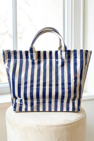 Blue and Beige Striped TOTE BAG