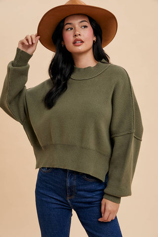 KNITTED MOCKNECK PULLOVER SWEATER