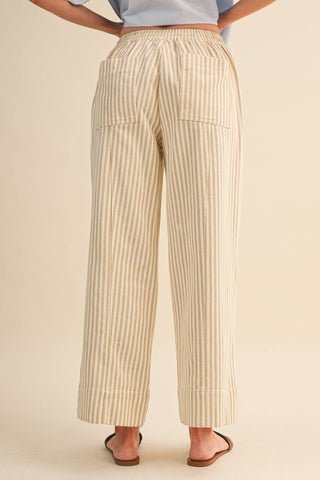 STRIPED WIDE LEG DRAWSTRING PANTS
