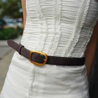 Suede Belt w/ Organic Shape Buckle
