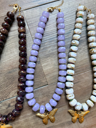 Chunky Beaded Butterfly Necklace