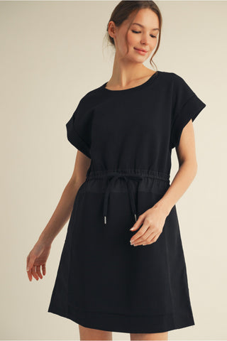 Jersey Knit Drawstring Waist Dress
