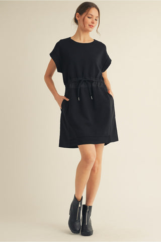 Jersey Knit Drawstring Waist Dress