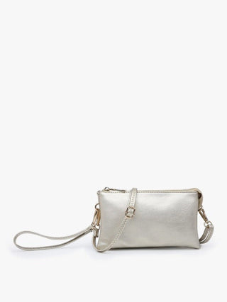 Riley Plain Metallic 3 Compartment Crossbody/Wristlet