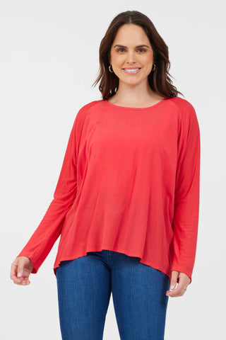 Kenza Jersey Sleeve Hi Lo Top