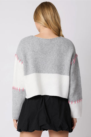 Haylee Stitch Detail Cropped Sweater