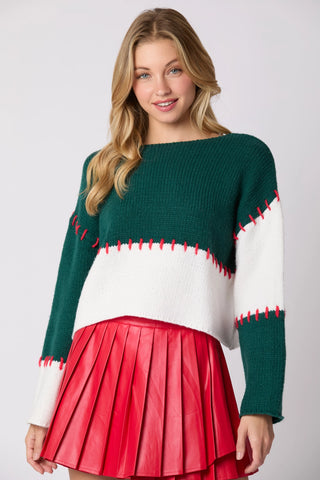 Haylee Stitch Detail Cropped Sweater