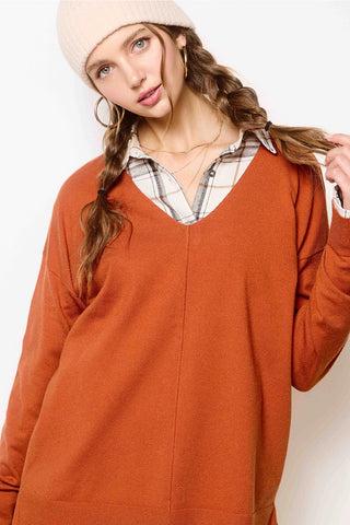 Stretchy V-Neck Lightweight Knit