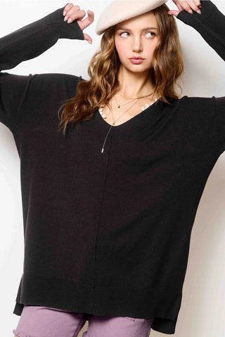 Stretchy V-Neck Lightweight Knit