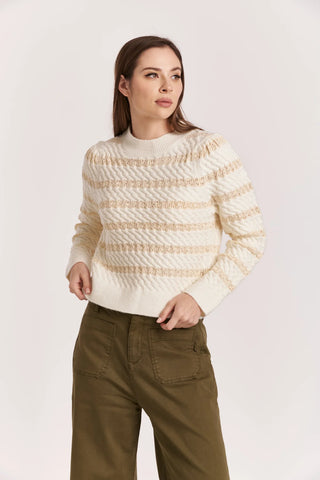 MAREN MOCK NECK LONG SLEEVE SWEATER VINTAGE CREAM