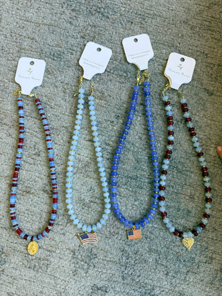 Beaded Patriotic Charm Necklace