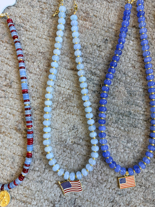 Beaded Patriotic Charm Necklace