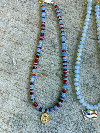 Beaded Patriotic Charm Necklace