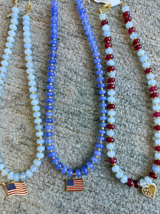 Beaded Patriotic Charm Necklace