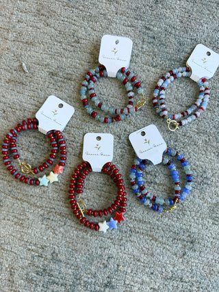 Beaded Patriotic Wrap Bracelet/Choker Necklace