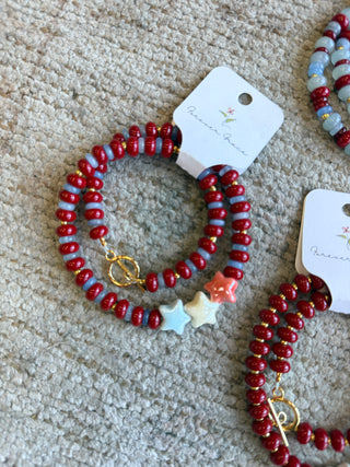 Beaded Patriotic Wrap Bracelet/Choker Necklace