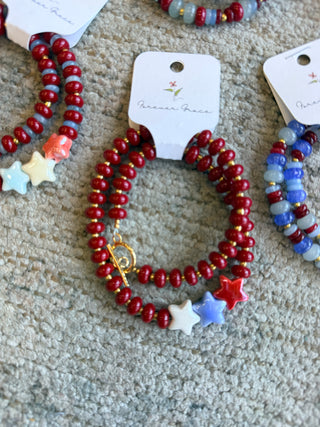 Beaded Patriotic Wrap Bracelet/Choker Necklace