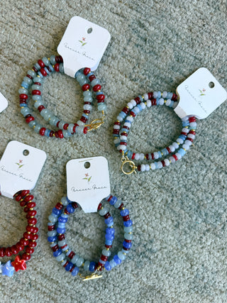 Beaded Patriotic Wrap Bracelet/Choker Necklace