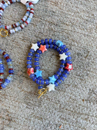 Beaded Patriotic Wrap Bracelet/Choker Necklace
