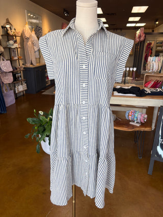Sarah Button Up Striped Dress