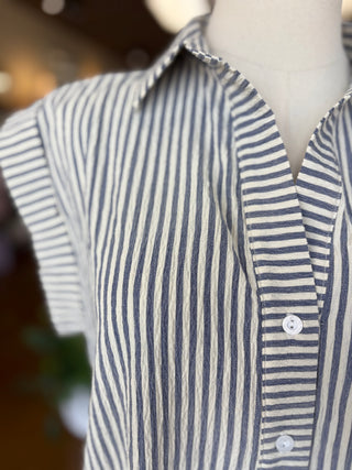 Sarah Button Up Striped Dress
