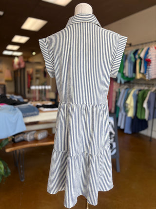 Sarah Button Up Striped Dress