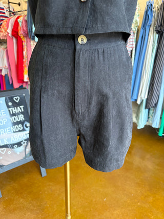 Kennedy Suede Pleated Shorts