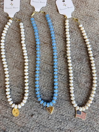 Beaded Patriotic Charm Necklace