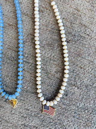 Beaded Patriotic Charm Necklace