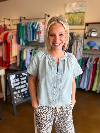 Dolly Denim Button Front Top
