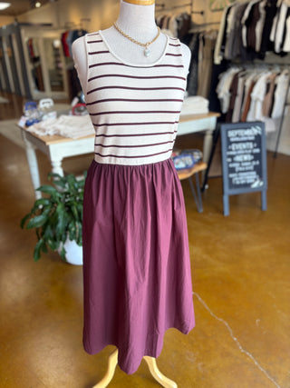 Striped Contrast Midi Dress