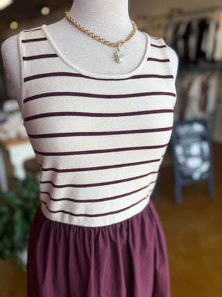 Striped Contrast Midi Dress