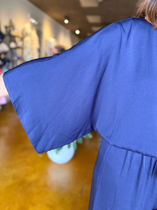Crosstown Satin Kimono Bubble Blouse