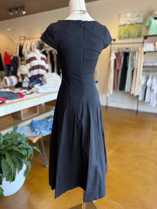 Square Neck Cap Sleeve Midi Dress