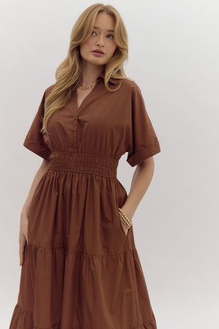 Tiered Short Sleeve Midi Dress