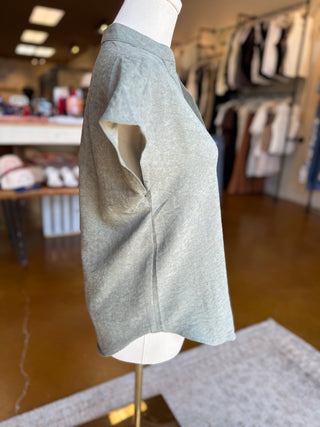 Suede V-Neck Cap Sleeve Top