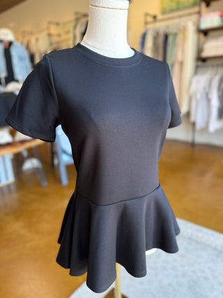Peplum Short Sleeve Scuba Top