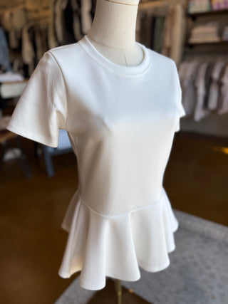 Peplum Short Sleeve Scuba Top
