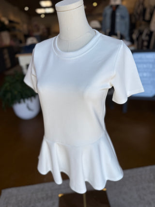 Peplum Short Sleeve Scuba Top