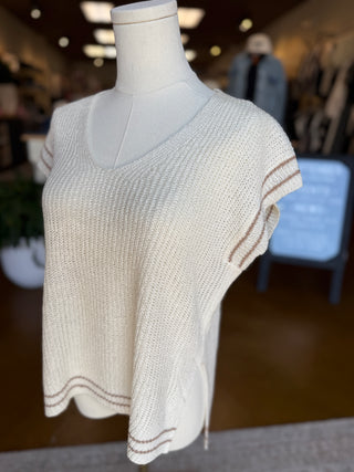 Open Knit V-Neck Sweater Vest