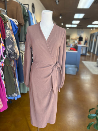 Mocha Wrap Long Sleeve Dress